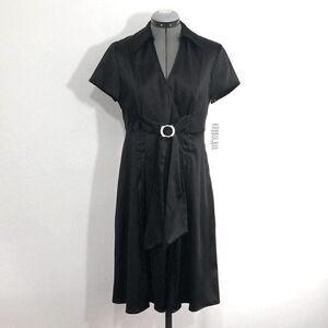 Robbie Bee black silver rhinestone short sleeve vintage inspired dress NEW